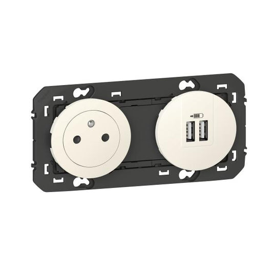 LEGRAND - Prise 2P+T Surface + Prises 2 USB Type-A dooxie 3A précâblés finition blanc - Réf. Fab.: 600342