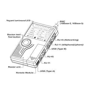 GIGAMEDIA - Testeur de câblage RJ45, RJ11, RJ12, BNC et USB- Réf. Fab. : 908CTR2
