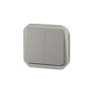 LEGRAND - Plexo composable double switch or push-button, grey - Ref. Mfg.: 069525L