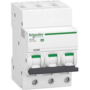Schneider Electric - Acti9 iDT40N XA - Disjoncteur modulaire - auto/vis - 3P - 10A - C - 6000A/10kA - Réf. fab.: A9PA4310