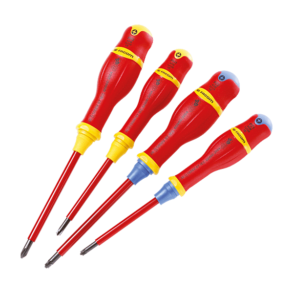FACOM - Jeu de 4 tournevis Borneo Slim isolés 1000 V - Réf. fab.: ATB.J4TVE