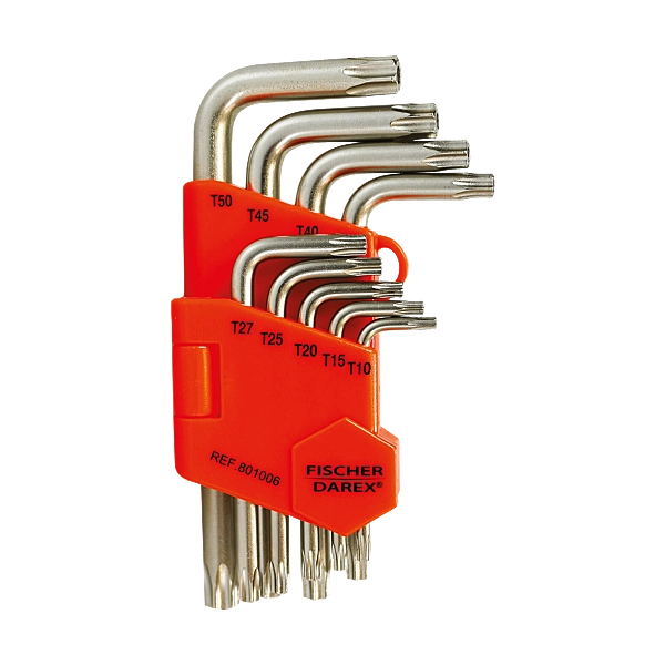 FISCHER DAREX - Jeu de 9 clés mâles Torx percé - Réf. Fab. : 801006