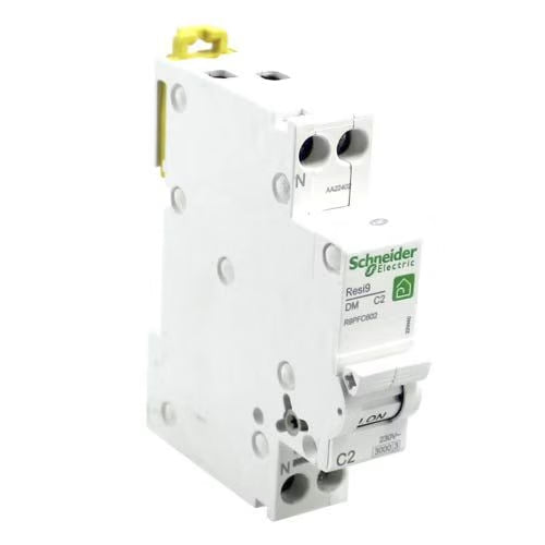 Schneider Electric - Resi9 - modular circuit breaker - 1P+N - 2A - C curve - comb busbar compatible - Mfg. Ref.: R9PFC602
