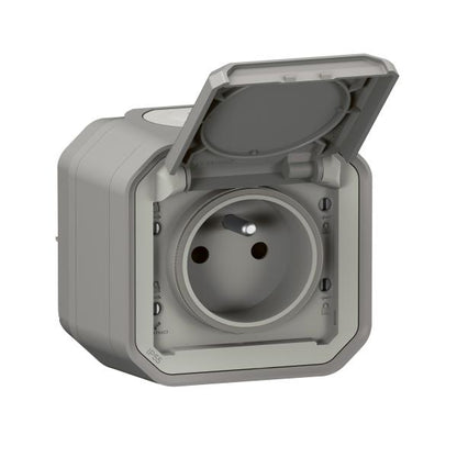 LEGRAND - 2P+E surface-mounted Plexo complete socket - Gray - Mfr. Ref: 069731L