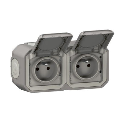 LEGRAND - Prise de courant 2x2P+T horizontale plexo complet saillie gris - Réf. Fab.: 069768L