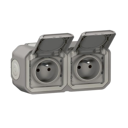 LEGRAND - Prise de courant 2x2P+T horizontale plexo complet saillie gris - Réf. Fab.: 069768L