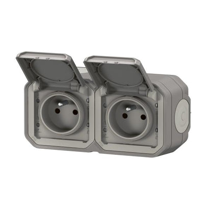 LEGRAND - Prise de courant 2x2P+T horizontale plexo complet saillie gris - Réf. Fab.: 069768L