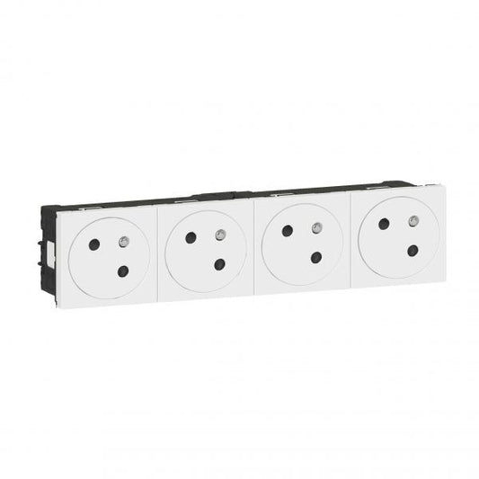 LEGRAND - Prise de courant 4x2P+tT mosaic blanc surface  - 45x45 clippage direct goulotte Mosaic - Réf. Fab.: 077144L