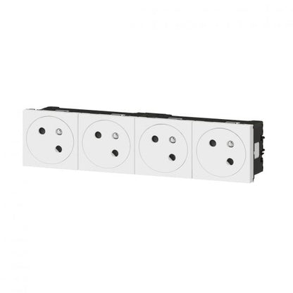 LEGRAND - Prise de courant 4x2P+tT mosaic blanc surface  - 45x45 clippage direct goulotte Mosaic - Réf. Fab.: 077144L