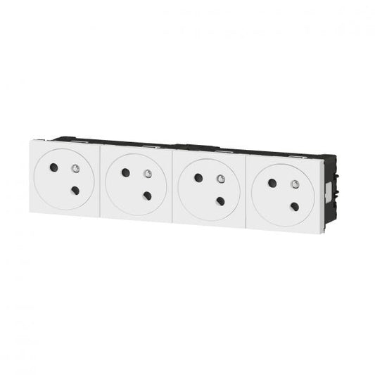 LEGRAND - Prise de courant 4x2P+tT mosaic blanc surface  - 45x45 clippage direct goulotte Mosaic - Réf. Fab.: 077144L