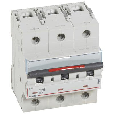 LEGRAND - Disjoncteur DX³ 36kA arrivée haute et départ bas à vis 3P 400V~ - 25A - courbe c - 4,5 modules  - Réf. fab.: 410023