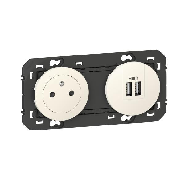 LEGRAND - 2P+E Surface Socket + 2 x USB Type-A dooxie 3A pre-wired sockets white finish - Manufacturer Ref.: 600342