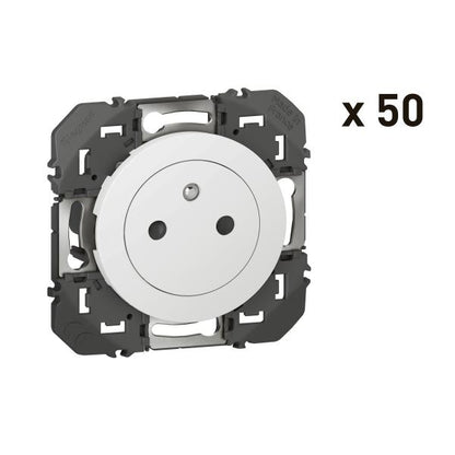 LEGRAND - Set of 50 dooxie 16A 2P+E Surface sockets, white finish - Mfg. Ref.: 600635