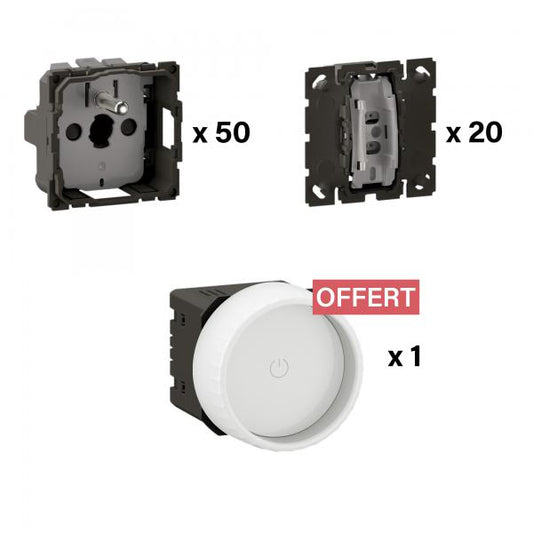 LEGRAND - (Lot de 70+1  pièces) Cube Innovation Variateur Rotatif Blanc Céliane - Réf. Fab.: CV4002