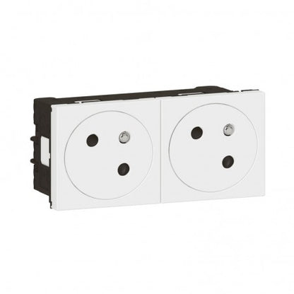 LEGRAND - Double prise de courant 2P+T affleurante - Blanc - 45x45 clippage direct goulotte Mosaic - Réf. Fab.: 077142L