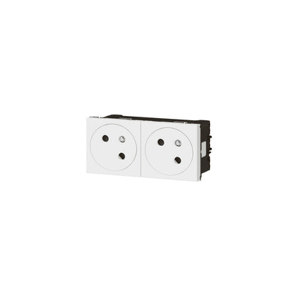 LEGRAND - Double prise de courant 2P+T affleurante - Blanc - 45x45 clippage direct goulotte Mosaic - Réf. Fab.: 077142L