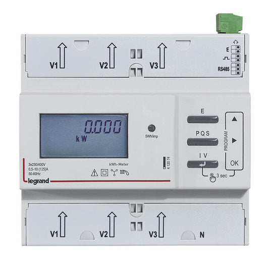 Legrand - Compteur électrique 125A - 3P+N - écran LCD - Avec option double tarif - EMDX3 - Réf. Fab.: 412074