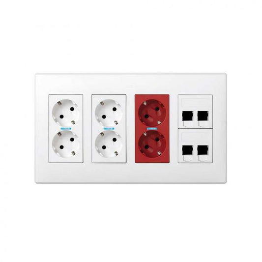 SIMON Matériel électrique - Plaque CIMA VDM plate sans volet 2 x RJ45 Cat.6 FTP - 20 pièces - Blanc neige - Réf. Fab.: 50003189-030