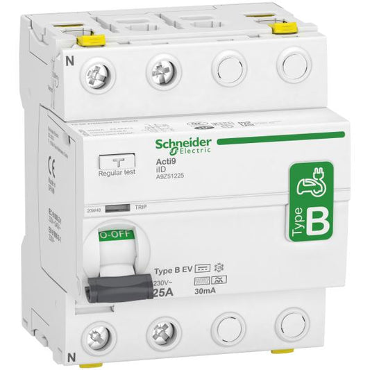 Schneider Electric - Acti9 iID - interrupteur différentiel - 2P - 25A - 30mA - type B - EV - 230V - Réf. fab.: A9Z51225