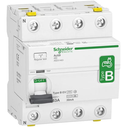 Schneider Electric - Acti9 iID - interrupteur différentiel - 4P - 63A - 30mA - type B - EV - 400V - Réf. fab.: A9Z51463