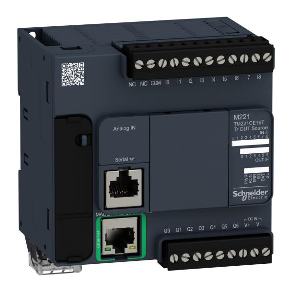 Schneider Electric - Modicon M221, contrôleur 16E/S PNP, port Ethernet+série, 24VCC - Réf. Fab.: TM221CE16T