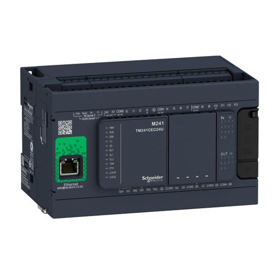 Schneider Electric - Modicon M241, contrôleur 24E/S PNP+relais, ports Ethernet+2 série, 100/240VCA - Réf. Fab.: TM241CE24R