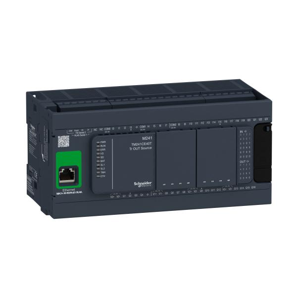 Schneider Electric - Modicon M241, 40 I/O PNP controller, Ethernet+2 serial ports, 24VDC - Mfr. Part No.: TM241CE40T