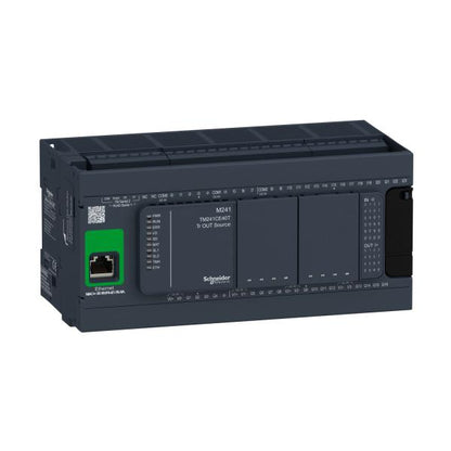 Schneider Electric - Modicon M241, 40 I/O PNP controller, Ethernet+2 serial ports, 24VDC - Mfr. Part No.: TM241CE40T