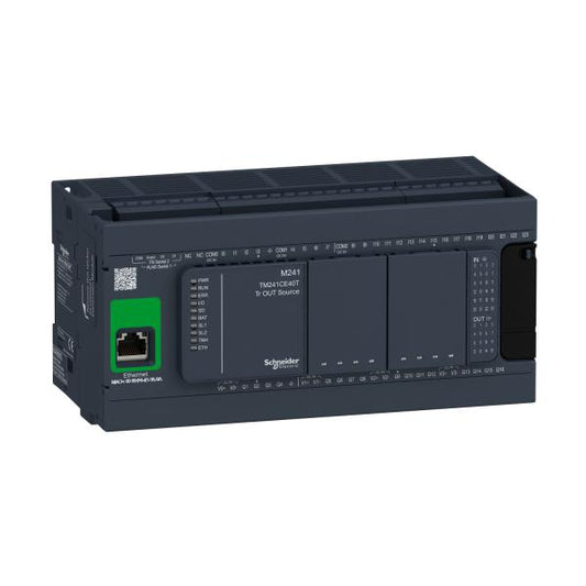 Schneider Electric - Modicon M241, contrôleur 40E/S PNP, ports Ethernet+2 série, 24VCC - Réf. Fab.: TM241CE40T