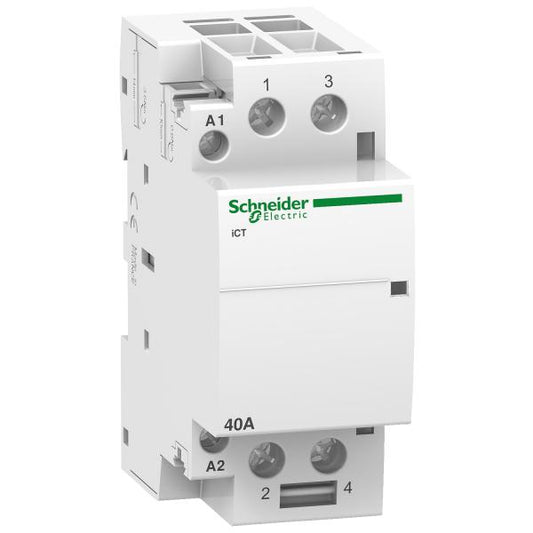 Schneider Electric - Acti9 iCT - Contacteur auxiliarisable - 2P - 40A - 2NO - 230/240Vca - 50Hz - Réf. fab. : A9C20842