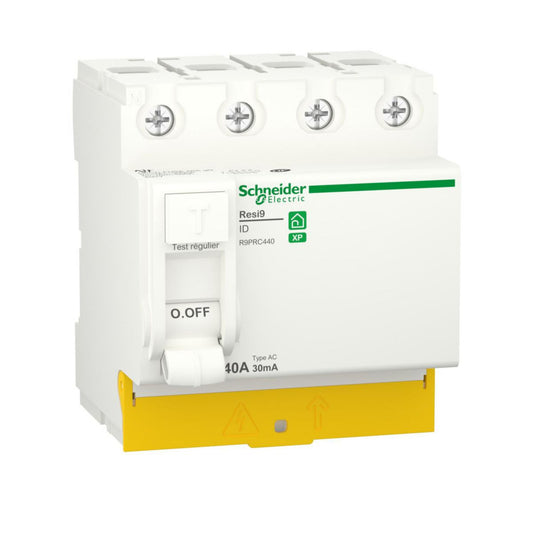 Schneider Electric - Resi9 - interrupteur différentiel - 4P - 40A - 30mA - Type A - peignable - réf. fab.: R9PRA440