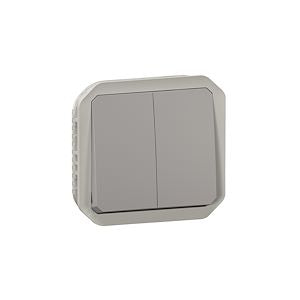LEGRAND - Commande double interrupteur ou poussoir plexo composable gris - Réf. Fab.: 069525L