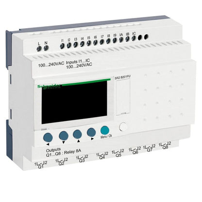Schneider Electric - Zelio Logic - Compact smart relay - 20 I/O 100..240VAC - clock - display - Mfg. Ref.: SR2B201FU