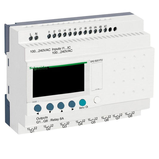 Schneider Electric - Zelio Logic - relais intelligent compact - 20E/S 100..240Vca - horloge - affi. - Réf. Fab.: SR2B201FU