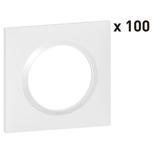 LEGRAND - Lot de 100 plaques carrées dooxie 1 poste finition blanc - Réf. Fab.: 600941
