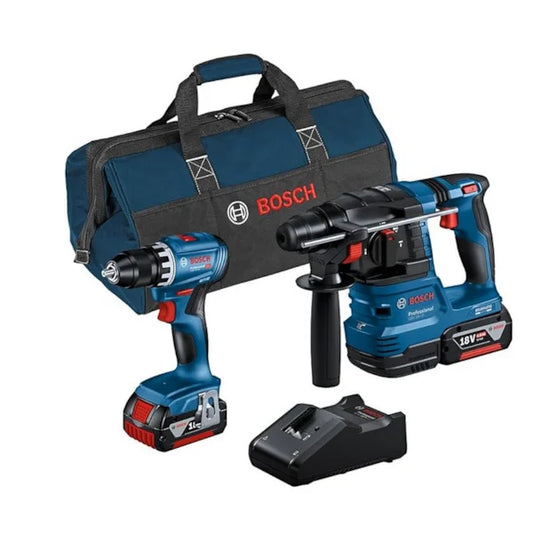 BOSCH - Lot de 2 outils électroportatifs - 18V - GSR-45, GBH-22, 2 batteries 4 Ah, Sac - MY36  - Réf. fab. : 0615A50038