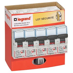 LEGRAND - Pack de 5 disjoncteurs 16A - à bornes auto - Réf. Fab.: 100754