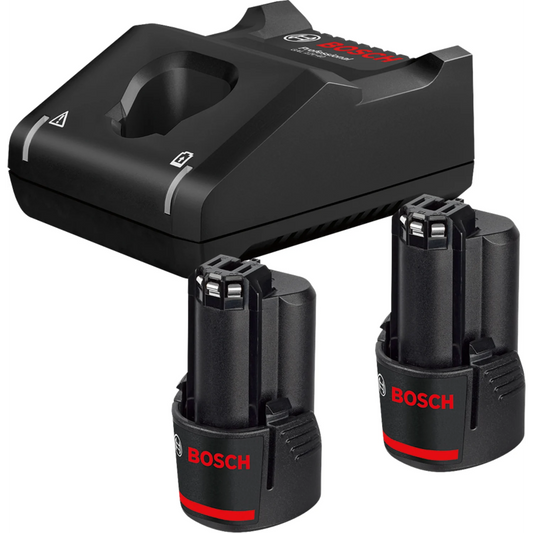 ROBERT BOSCH - 2 batteries de 12 V d'une capacité de 3.0 Ah et un chargeur rapide - Réf. Fab. : 1600A019RD