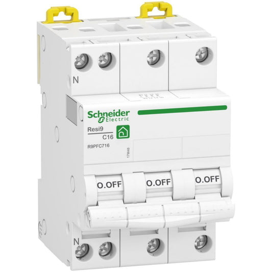 Schneider Electric - Resi9 - disjoncteur modulaire - 3P+N - 16A - courbe C - peignable - Réf. fab.: R9PFC716