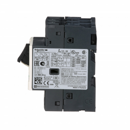 Schneider - TeSys GV2ME - Motor circuit breaker - 2.5..4A - 3P 3D - thermal-magnetic trip unit - Mfr. Ref.: GV2ME08