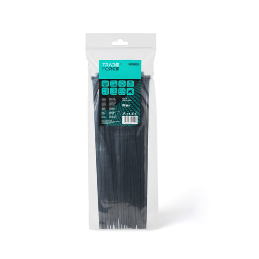 TradeForce - 100 colliers industriels de cablage , 300 x 4,8 mm, noir, intext - Réf. fab.: 0000460034