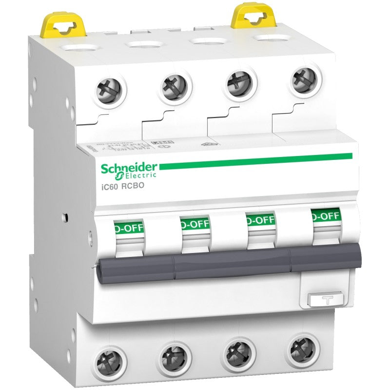 Schneider Electric - Acti9 iC60 RCBO - Disjoncteur diff. 400Vca - 4P 25A 30mA - Crb C 6kA - Type A-SI - Réf. fab.: A9D77425