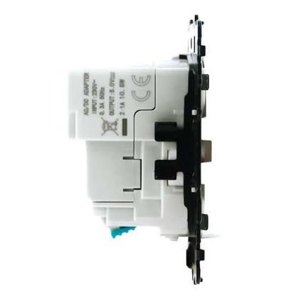 EUR'OHM - Square Prise de courant 2P+T + USB Type A blanc - Réf. Fab.: 60256