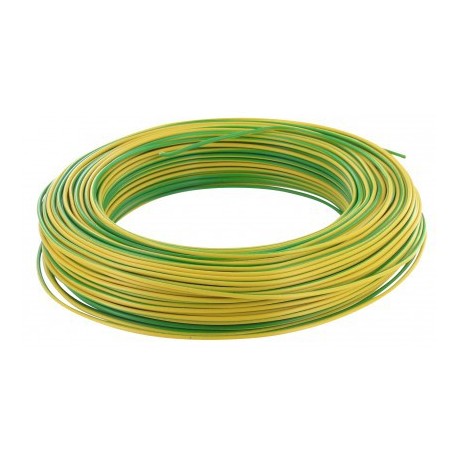 Sermes fils & câbles - Fil H07 V-U (Rigide) vert/jaune 2,5 mm² - Couronne 100 m - Vert/jaune - Réf : 0003VJ