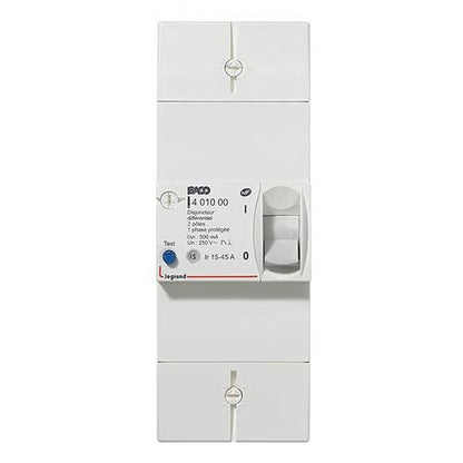 Legrand - Disjoncteur de branchement Enedis bipolaire différentiel 500mA instantané - 45A - Réf. fab.: 401000