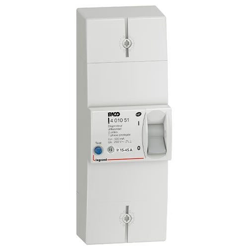 Legrand - Disjoncteur de branchement Enedis bipolaire différentiel 500mA instantané - 45A - Réf. fab.: 401000