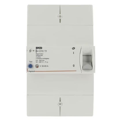 Legrand - Disjoncteur branchement Enedis tétrapolaire différentiel 500mA instantané - 60A - Réf. fab.: 401011