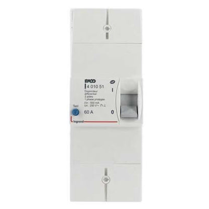 Legrand - Enedis main circuit breaker, 2-pole differential 500mA 60A non-adjustable - Manufacturer ref: 401051