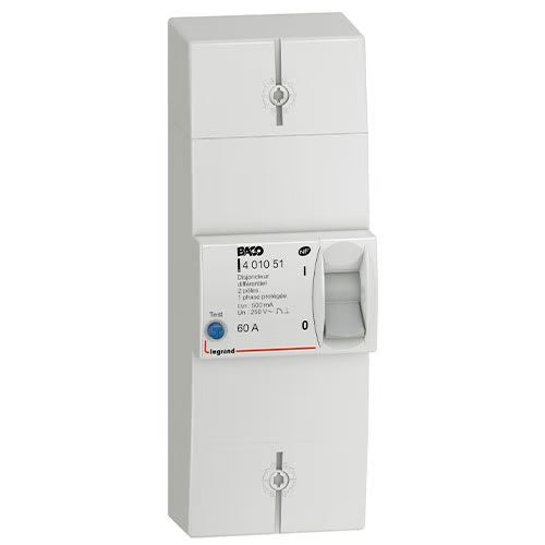 Legrand - Disjoncteur branchement Enedis bipolaire différentiel 500mA 60A non réglable - Réf. fab.: 401051