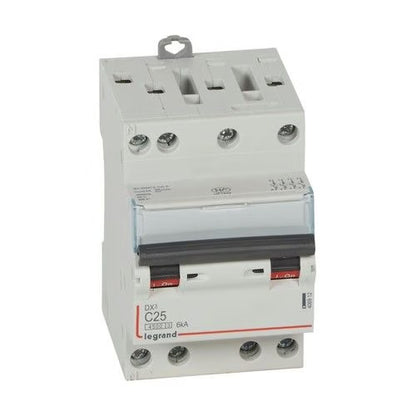 LEGRAND - Disjoncteur dnx³4500 6ka arrivée et sortie borne à vis - tétrapolaire 400v~ 25a courbe c - 3 modules - Réf. fab.: 406912
